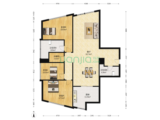 凯丹公馆 3室1厅2卫 178平方