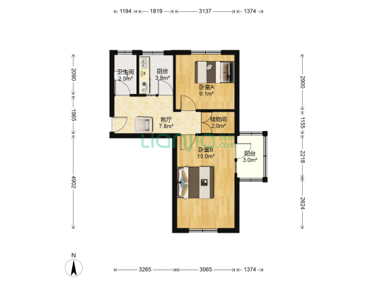 宾水北里 2室1厅1卫 55平方