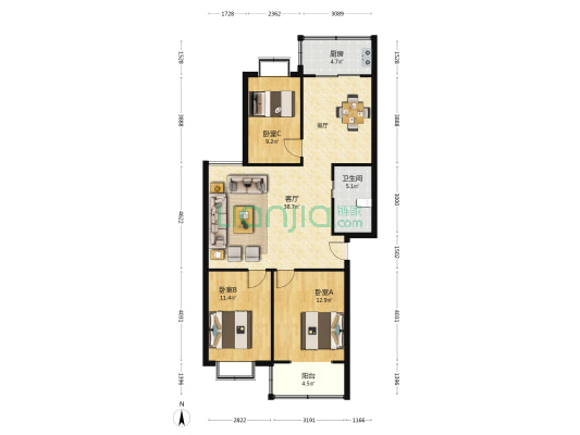 长营村28号 3室1厅1卫 105平方