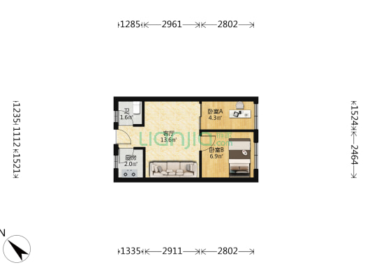 金稻田公寓 2室1厅1卫 40平方