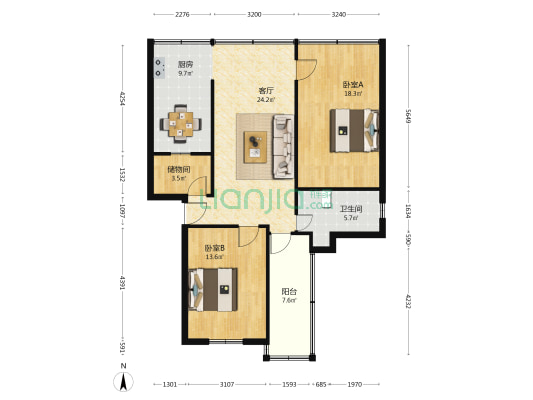 学田路 2室1厅1卫 96平方