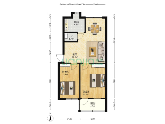 水文学校家属院 2室1厅1卫 70平方