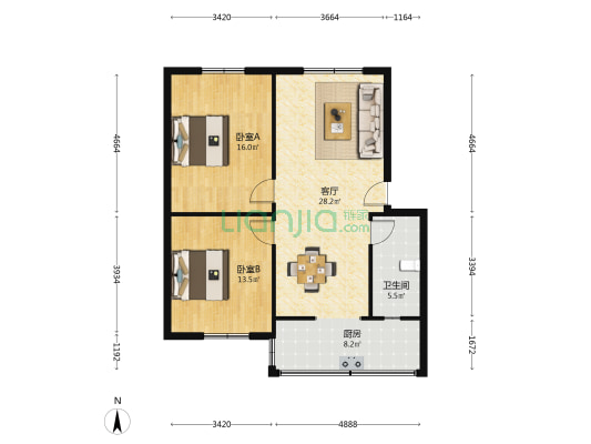 城西法院家属区 2室1厅1卫 82平方