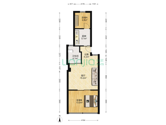 西街头小区 2室1厅1卫 55平方