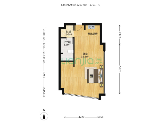 银城KinmaQ+社区 1室0厅1卫 62平方