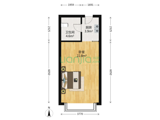 锦联左岸 1室0厅1卫 46平方
