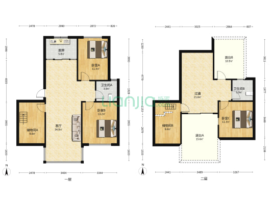 万盛家园 3室1厅2卫 100平方