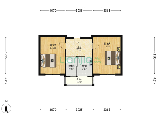 向工四号小区 2室0厅1卫 61平方