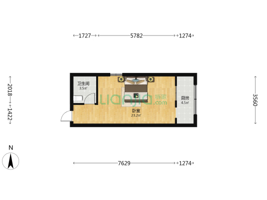 银通公寓 1室0厅1卫 44平方