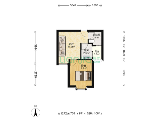 缔梦园 1室1厅1卫 41平方