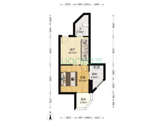 大地金墅 1室1厅1卫 46平方