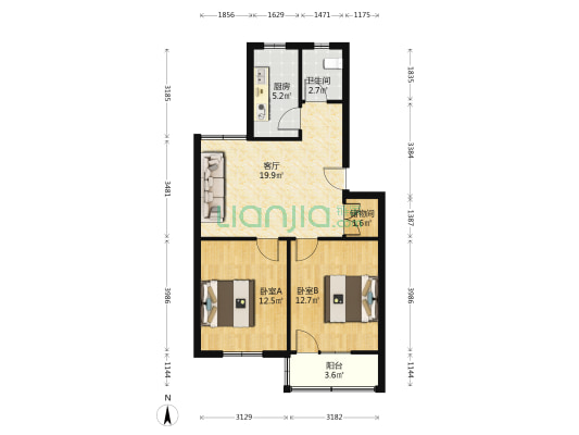铁四局材料厂 2室1厅1卫 72平方