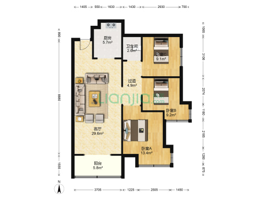 恒源玖章 3室1厅1卫 94平方