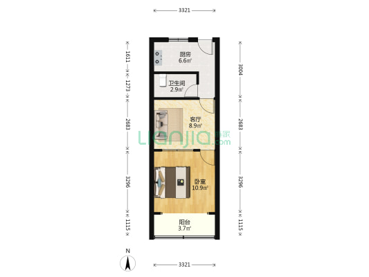 阳升公寓 1室1厅1卫 40平方