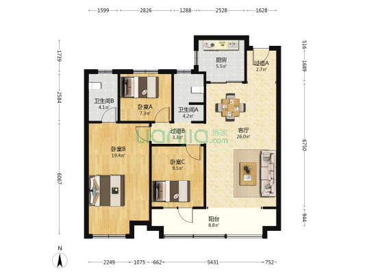 越秀·星汇城 3室1厅2卫 119平方