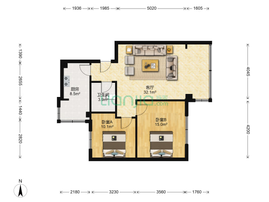 兰美路 2室1厅1卫 84平方