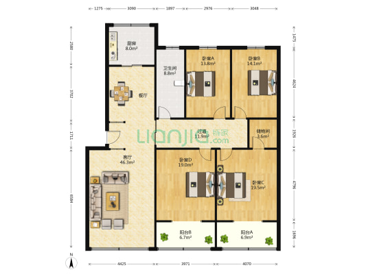 南苑小区(长葛市) 4室1厅1卫 199平方