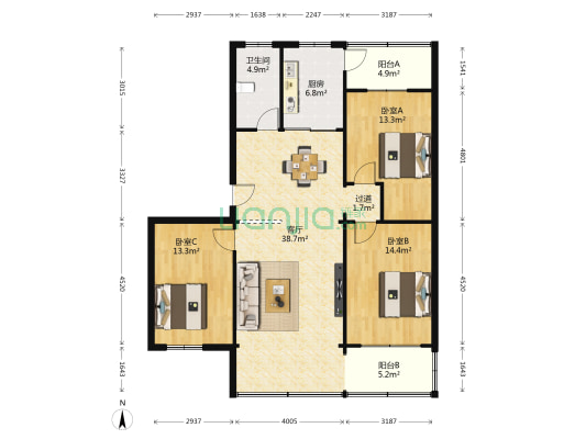 甘肃省高级人民法院家属院（雁滩路） 3室1厅1卫 120平方