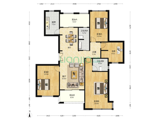 徐汇玺庭 4室1厅2卫 150平方