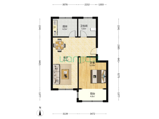 崮上社区 1室1厅1卫 72平方