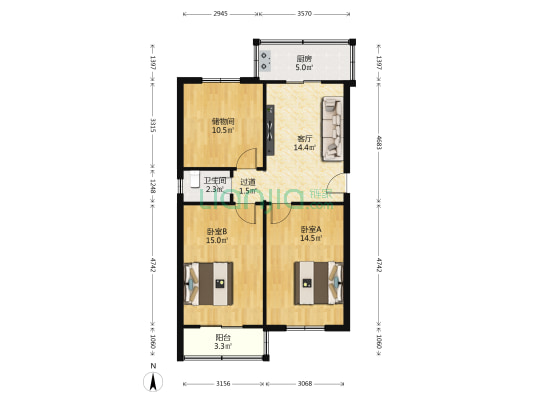 省三建金花北路小区 2室1厅1卫 79平方