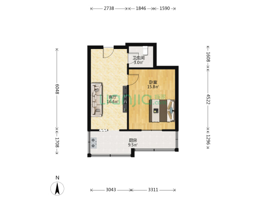 智勇西二巷 1室1厅1卫 53平方