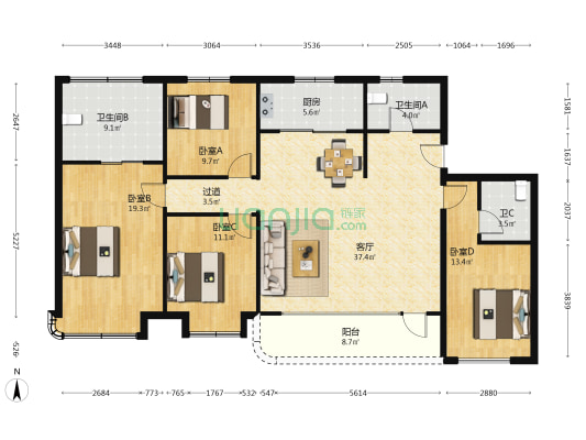 御东君著 4室1厅3卫 146平方