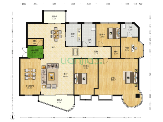 时代公寓 5室1厅2卫 243平方