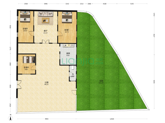 杏坛单家高赞社区 3室1厅1卫 303平方