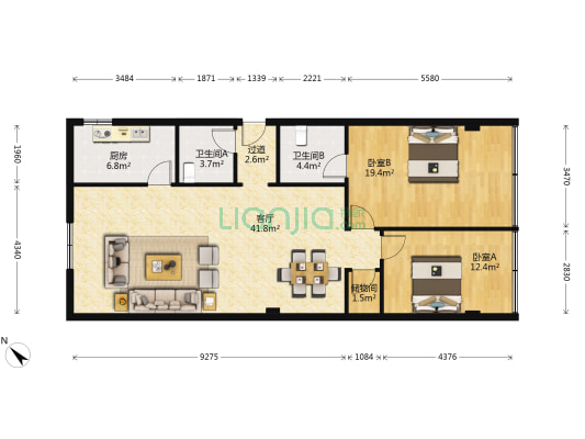 莘县路9号 2室1厅2卫 114平方