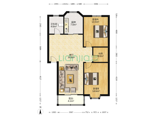 吴中苑小区 3室1厅1卫 102平方