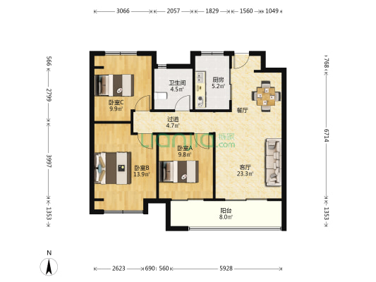 中南银城樾府 3室1厅1卫 101平方