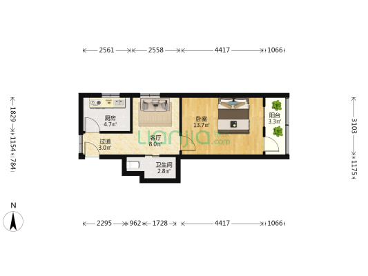 牟平路散盘 1室1厅1卫 45平方