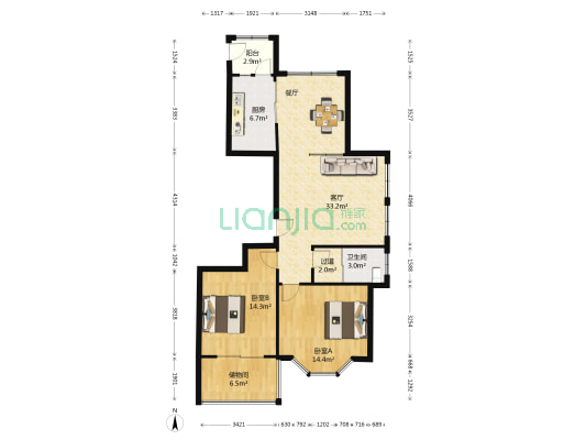 正阳花园 2室1厅1卫 116平方