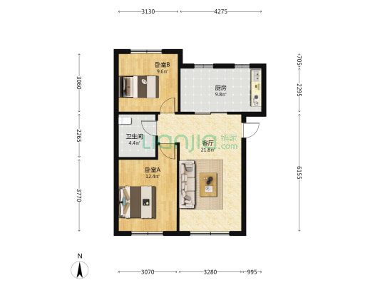 海丽园 2室1厅1卫 82平方