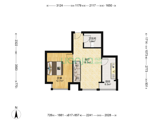 城建北尚C区 1室1厅1卫 57平方
