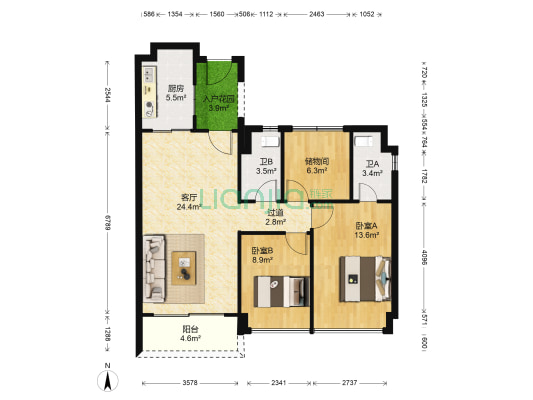 碧桂园印象花城 2室1厅2卫 96平方