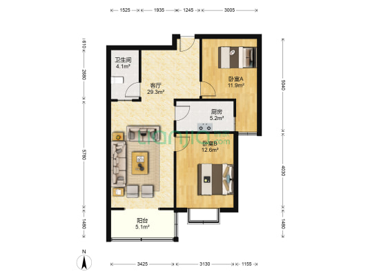 华潍小区 2室1厅1卫 94平方