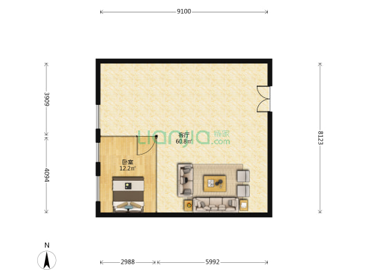 万达写字楼 1室1厅0卫 110平方
