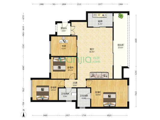 中交漫山五期 4室1厅2卫 127平方
