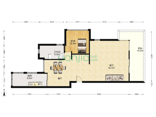 金山碧海花园 1室1厅1卫 173平方