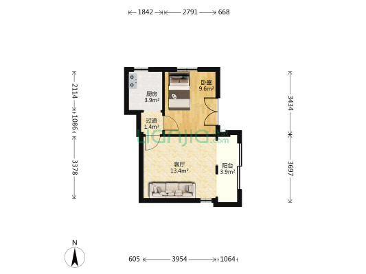 新华六村 1室1厅0卫 58平方