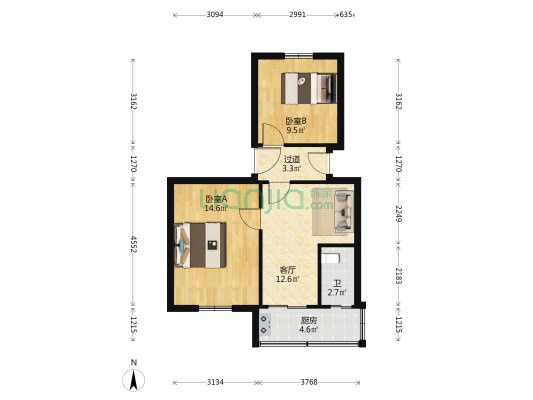 瞻园路 2室1厅1卫 51平方