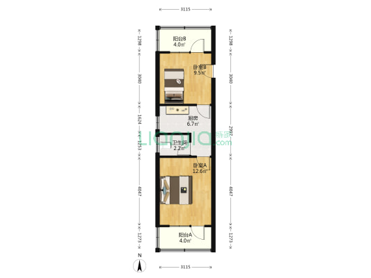 岚皋西路285弄 2室0厅1卫 46平方