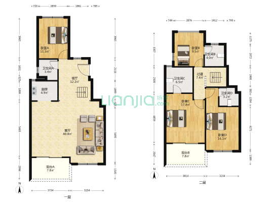 万科天府名邸 4室2厅4卫 165平方