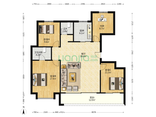雍锦熙园 4室1厅2卫 137平方