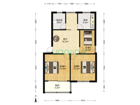 恒利新村东三区 3室1厅1卫 85平方