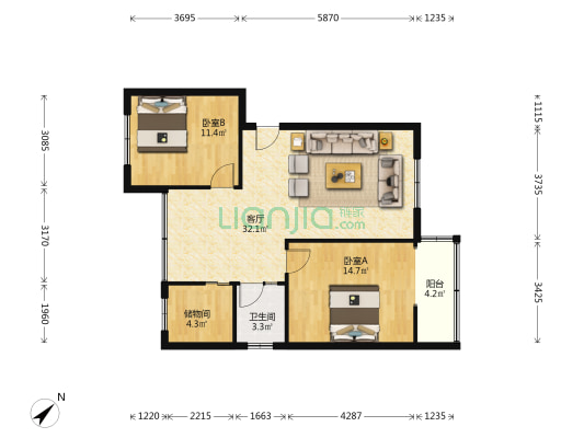 民政局家属院 2室1厅1卫 79平方