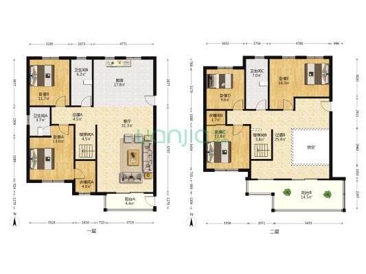 蓝岳装饰城 5室1厅3卫 280平方