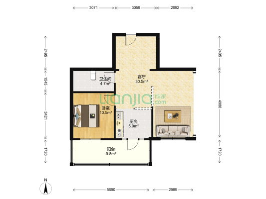文君花园 1室1厅1卫 151平方